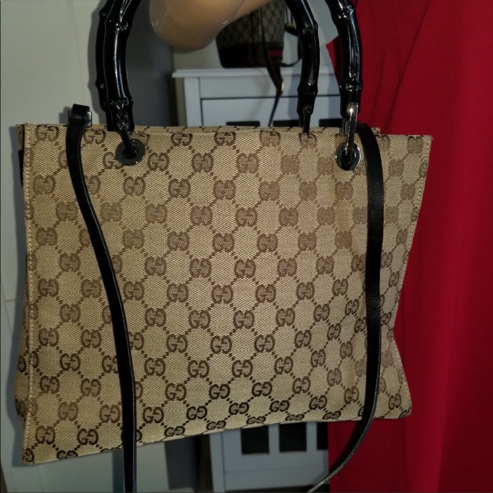 Rare Gucci monogram satchel with detachable strap